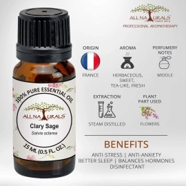 All Naturals Clary Sage Essential Oil 15ML 100% Pure Undiluted Therapeutic Grade For Aromatherapy