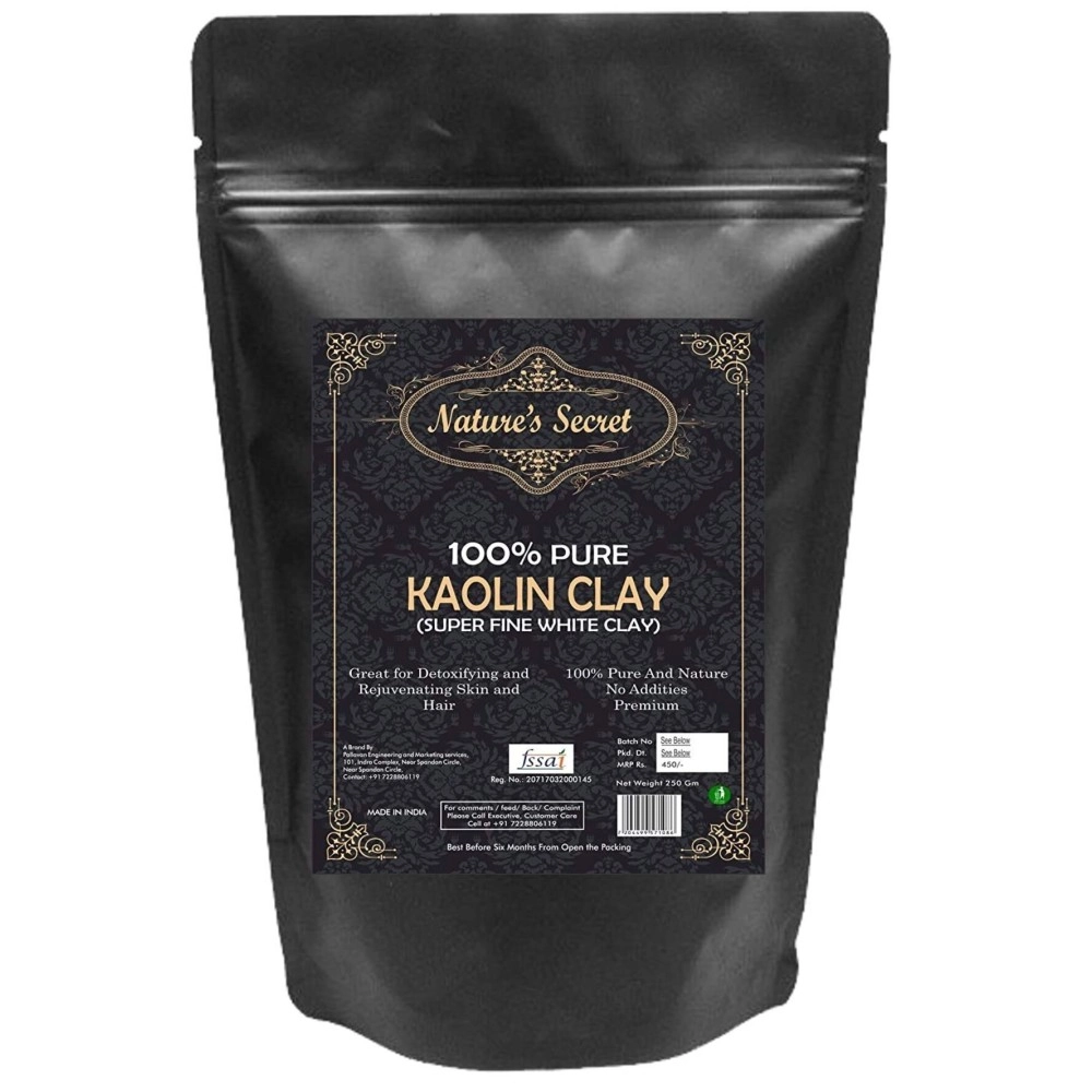 Nature\'s Secret White Light Kaolin Clay Powder for Skin Face Mask, White, 250 g