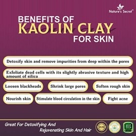 Nature\'s Secret White Light Kaolin Clay Powder for Skin Face Mask, White, 250 g