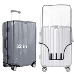 Handcuffs Transparent Luggage Trolley Protective Covers PVC Waterproof Travel Bag Suitcase Cover (32 Inches) (22 X 13.8 X 29.9)