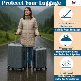 Handcuffs Transparent Luggage Trolley Protective Covers PVC Waterproof Travel Bag Suitcase Cover (32 Inches) (22 X 13.8 X 29.9)