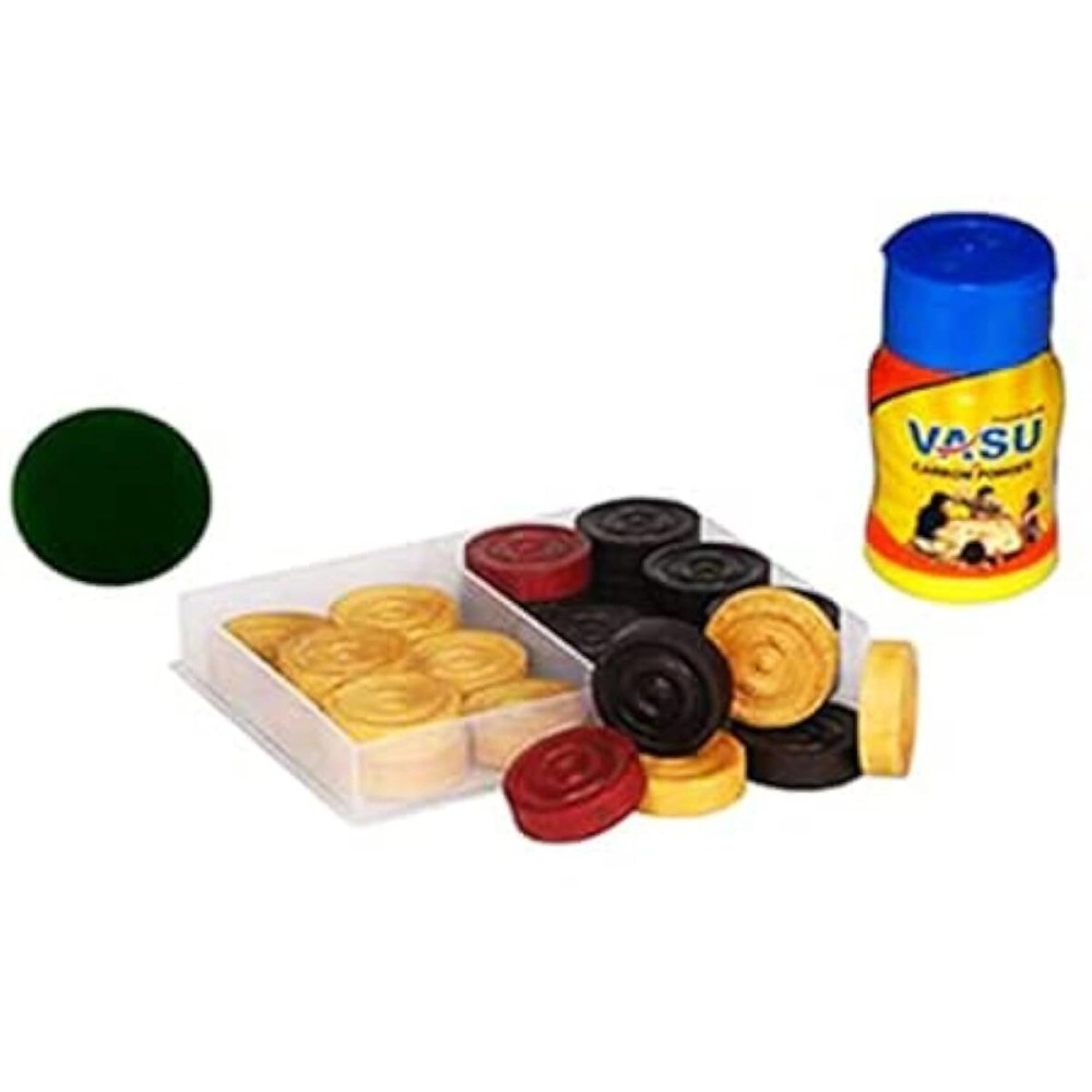 ARSDEWY Natraj Wooden Carrom Coins (24 Carrom Coins with 1 Striker & 1 Powder)