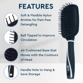 GUBB Vogue Range Paddle Hair Brush For Women & Men : Great for Detangling, Straightening & Smoothing | Ultra Soft & Flexible Nylon Bristles | Lightweight, Durable & Sturdy For All Hair Types