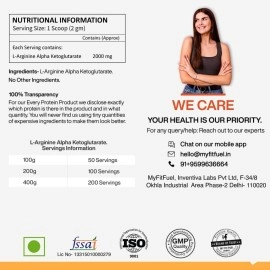 MyFitFuel L Arginine Alpha-Ketoglutarate (AAKG) Pre Workout Powder | 200gm (Unflavoured)