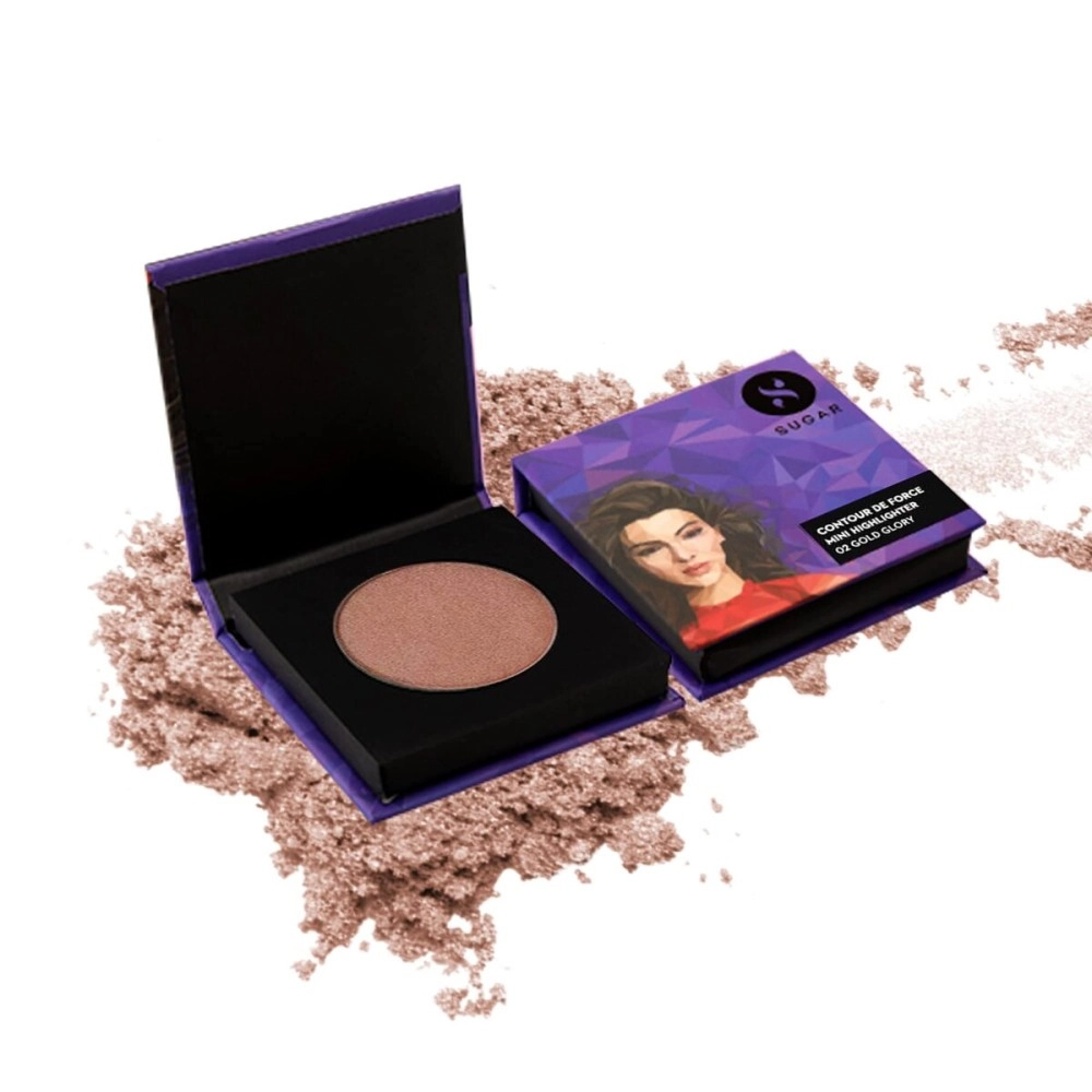 SUGAR Cosmetics Contour De Force Mini Highlighter 02 Gold Glory (Golden Bronze), 4g