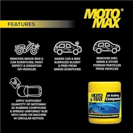 Motomax 2K Rubbing Compound 100g | Removes Minor Scratches, Swirl Marks, Paint defect and Oxidization from metal surfaces on Cars, Bike, Motorbikes | Removes dirt, grime, stains to make surface glossy