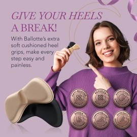 Ballotte Heel Cushion Pads | Heel Grips for Women Shoes - Back of Heel Pads for Shoes That are Too Big | Shoe Heel Inserts for Women/Men (Multicolor - 12 Pack)