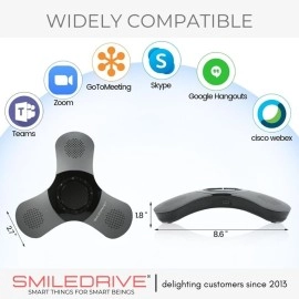 SMILEDRIVE Portable Bluetooth Mobile Conference Call Speaker with Omnidirectional Mic | Echo & Noise Cancellation | 360 Pickup from 10-12ft