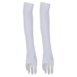 Kuber Industries Unisex Cotton Full Hand Arm Sleeves Gloves Set|Sunlight Protection|Soft & Comfortable Fabric|Size 64 X 10 Cm, Set Of 2 Piece (Cream), Pack of 1