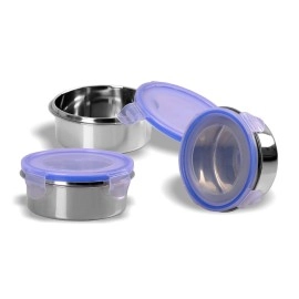 Sumeet Stainless Airtight & Leak Proof L&L Containers Set, Size 300Ml -3Pc Steel