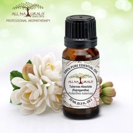 All Naturals Tuberose (Rajnigandha) Absolute Essential Oil 100% Pure Perfumery Grade, For Romance, Stress & Attars(10ml)