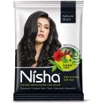 Nisha (Pack 10) Henna Based Hair Color Dye, Permanent Black Hair Color Dye, 100% Grey Coverage, Man and Women, Natural Black, 10 gm Each Pack