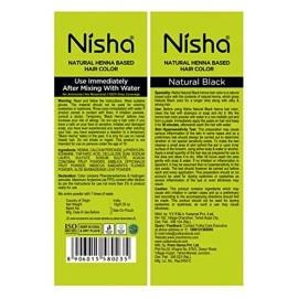 Nisha (Pack 10) Henna Based Hair Color Dye, Permanent Black Hair Color Dye, 100% Grey Coverage, Man and Women, Natural Black, 10 gm Each Pack