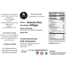 FOOD LIBRARY THE MAGIC OF NATURE Italian Arborio Rice, 400 gram