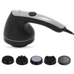 HealthSense Health Sense Toner-Pro HM210 Electric Handheld Percussion Body Massager with 4 Heads (Royal Grey) - Version May Vary