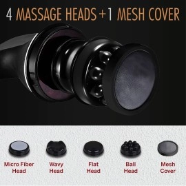 HealthSense Health Sense Toner-Pro HM210 Electric Handheld Percussion Body Massager with 4 Heads (Royal Grey) - Version May Vary