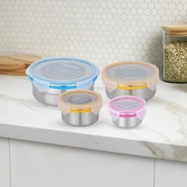 Steel Lock Stainless Steel Airtight Container, 4Pc