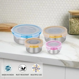 Steel Lock Stainless Steel Airtight Container, 4Pc