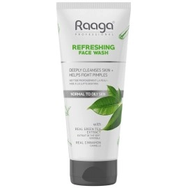 Raaga Professional Refreshing Facewash, With Real Green Tea Extract & Cinnamon, Normal to Oily Skin, Helps fight acne and pimples, 80 ml