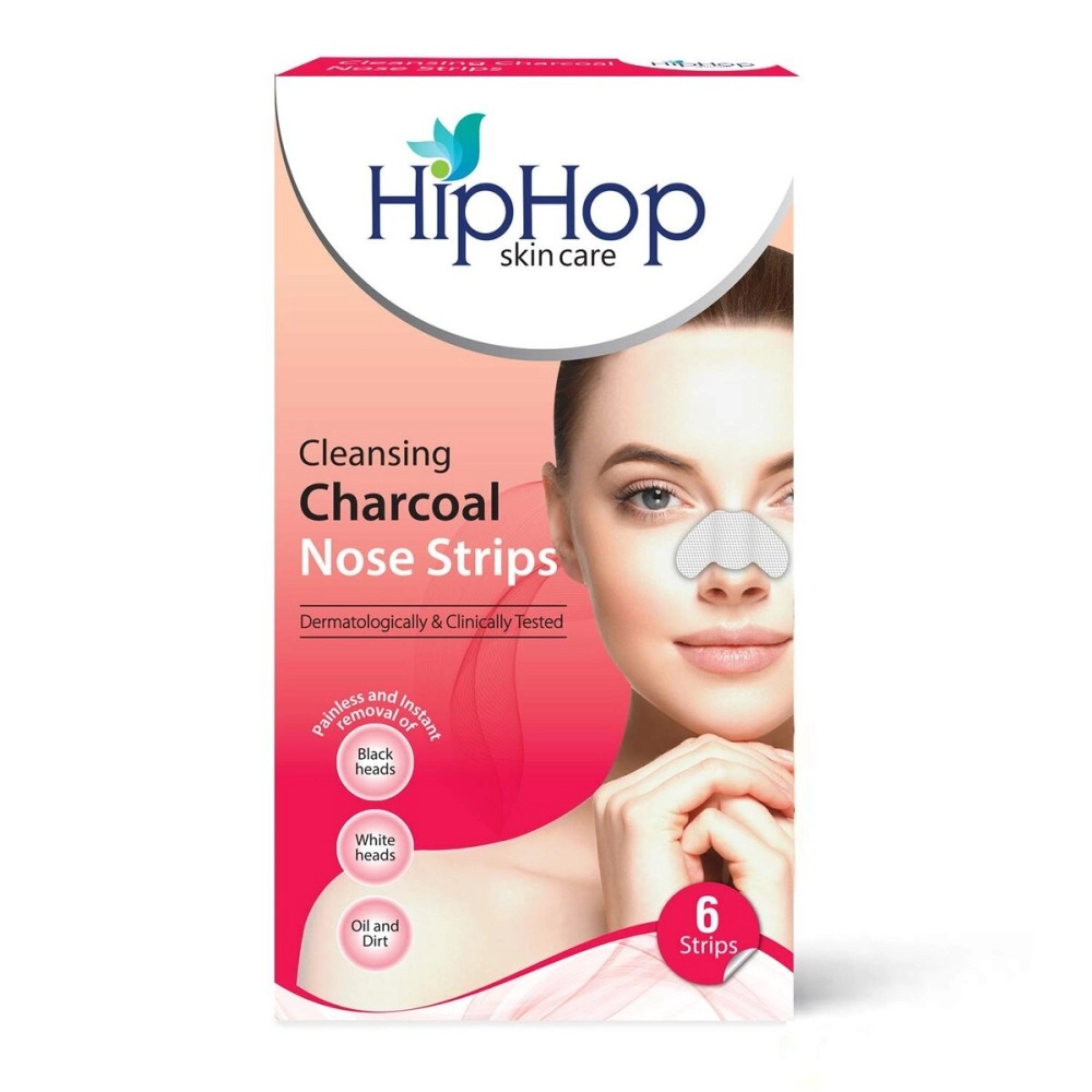 HipHop skin care Skincare - Charcoal Nose Strips Blackhead Remover for Women,6 Strips (Pack of 2)