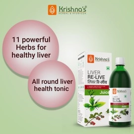Krishna\'s Liver Re-Live Juice 500 ml | Healthy Liver | Natural rejuvenator | Strengthens the digestive system | Goodness of 11 powerful herbs like Makoy, Harshringar, Daru Haridra | Sugar free Juice