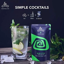 & Stirred Mojito Cocktail Mix - Pack of 6 I Non-Alcoholic Cocktail Mixer I 100% Vegetarian I Made with Real Fruits I No Preservatives I No Artificial Sweeteners I 125ml each x 6