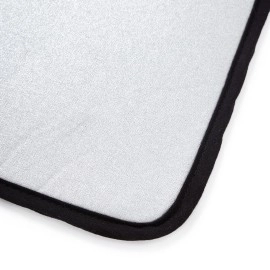 Encasa Homes Ironing Mat / Pad - Metallic Silver (Large 47 x 28 inch) with 5mm Foam Padding & Silicone Iron Rest for Steam Pressing on Tabletop or Bed - Heat Reflective, Portable, Quilting (IM-002)