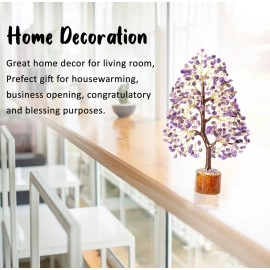 Crocon Amethyst Tree Feng Shui Bonsai for Fortune Money good Luck Reiki Healing Balancing Home Office Decor Gift Size 10-12 Inch