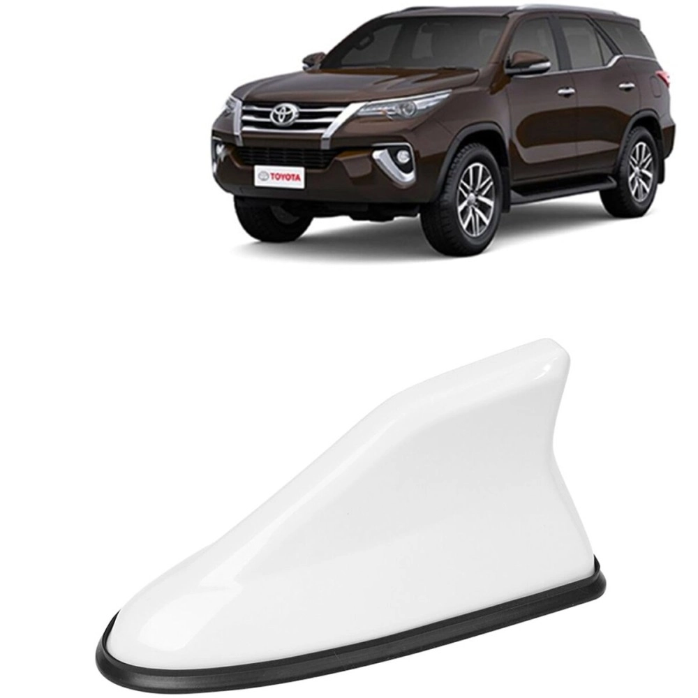 Kingsway Car Roof Shark Fin Antenna for Toyota Fortuner (2017 Model) (White Color, Radio FM/AM)