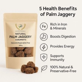 Raintech Herbals Natural Palm Jaggery | Karuppatti (Karupatti Chakkara Gur) 400g | Traditional Ayurvedic Sweetener, Rich in Iron & Minerals | Natural & Preservative-Free
