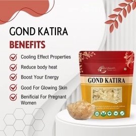 Birju Mahavir Gond Katira Pure Organic Edible Gum -(200 Gr) | Tragacanth Gum Crystals | Kathila Gum | High Cooling Properties | 100% Natural | Chahar Gond | Cochlospermum Gossypium