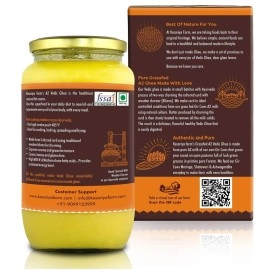 Vedic Ghee Premium A2 Gir Cow Cultured Desi Ghee from Kesariya Farm | Vedic Bilona Two Way Churned | Indian Gir Cow Ghee, Pure A2 Ghee, Natural & Healthy, Non-GMO | Lab Certified (1L)