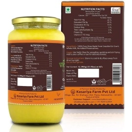 Vedic Ghee Premium A2 Gir Cow Cultured Desi Ghee from Kesariya Farm | Vedic Bilona Two Way Churned | Indian Gir Cow Ghee, Pure A2 Ghee, Natural & Healthy, Non-GMO | Lab Certified (1L)