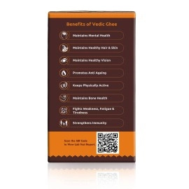 Vedic Ghee Premium A2 Gir Cow Cultured Desi Ghee from Kesariya Farm | Vedic Bilona Two Way Churned | Indian Gir Cow Ghee, Pure A2 Ghee, Natural & Healthy, Non-GMO | Lab Certified (1L)