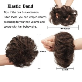 FESHFEN Human Hair Pieces Scrunchies (4- Brown)