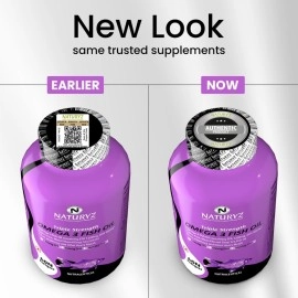 Naturyz Triple Strength Omega 3 Fish Oil with Highest Strength 2450 mg, 60 Capsules, Omega 3-6-9 Per Serving (EPA 1200mg DHA 800mg) Capsules For Men & Women