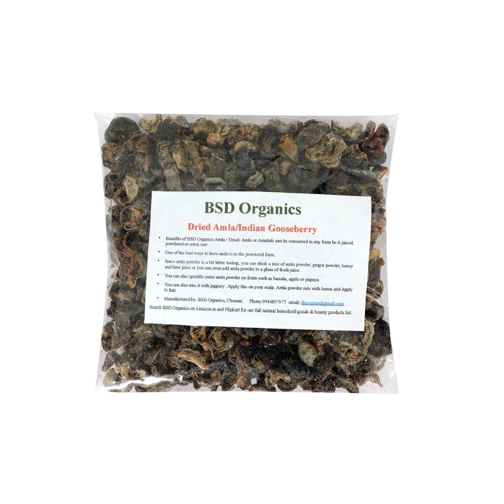 BSD Organics Dried Amla/Indian Gooseberry/Amalaki for Tea,Drink,Hair pack and more -200 grams