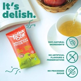 Yogabar Breakfast Protein Variety (1 x Almond Coconut, 2 x Apricot & Fig, 2 x Blueberry, 1 x Apple Cinnamon Bars - 300gm, 6 x 50 g (Box of 6 Bars)