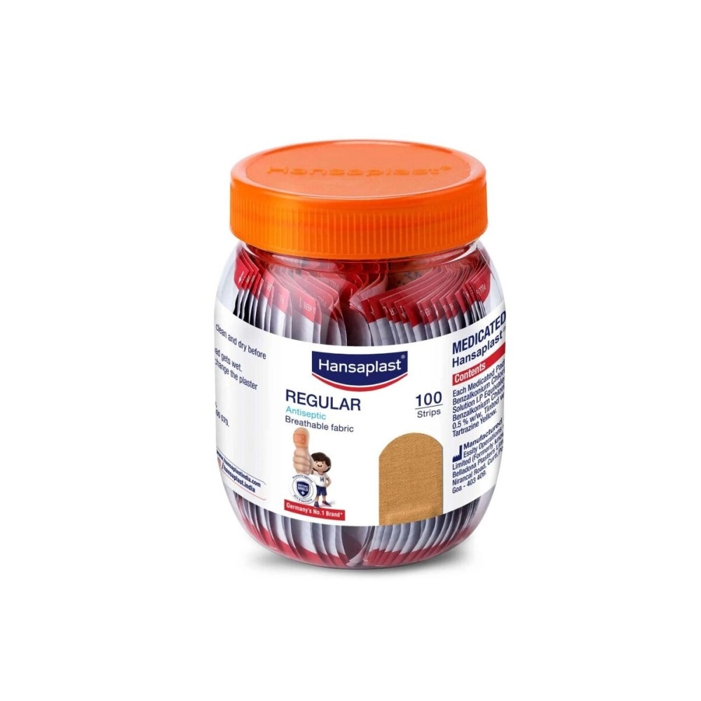 Hansaplast Regular Bandage strips, Bandage for cuts & wounds | Breathable fabric, 100 strips, skin colour