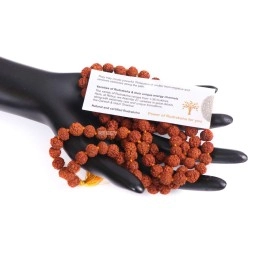 REBUY 5 Mukhi Rudraksha Mala, Certified & Original Five Mukhi Rudraksha Necklace, 108 Mala Beads, Knotted Mala, Handmade Mala, Japa Mala, Prayer Beads, Lab Certificate, Bead Size 7 mm