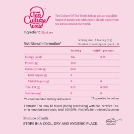 Tea Culture of The World English Breakfast Tea | Tea Leaves | Premium First Quality Black Teabags | Breakfast Tea | Black Teabags, 16 Count