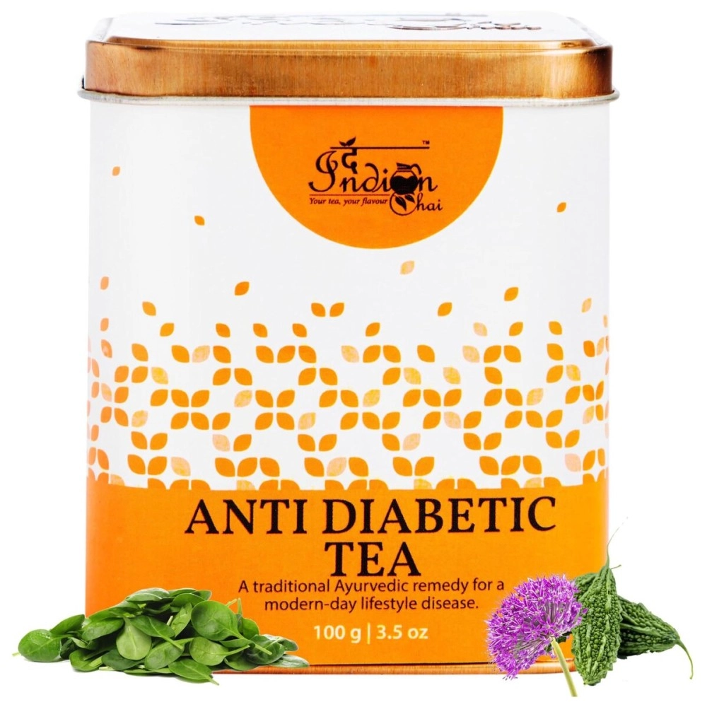 The Indian Chai - Anti Diabetic Tea 100g | Pro Dia Herbal Tea | with Gymnemma Sylvestre, Giloy Stem, Paneer DODI, Bitter Melon, Jamun Seed and Others | Nitrogen Filled, Vacuum Sealed for Freshness |