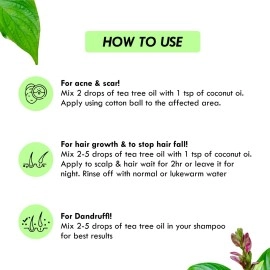 Aromatique Tea Tree Oil For Face 100% Pure,Best Therapeutic Grade Tea Tree Essential Oil For Skin Acne, Hair -15Ml Green
