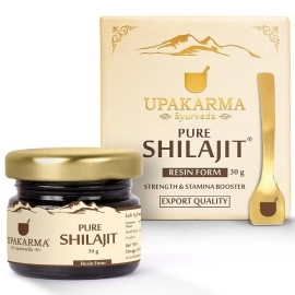 Upakarma Ayurveda Pure Soft Shilajit/Shilajeet Resin/Mumijo/High Potency with Measuring Spoon, Natural Source of Fulvic Acid & Trace Minerals (30 Grams/ 1.04 fl. Oz) Pack-1