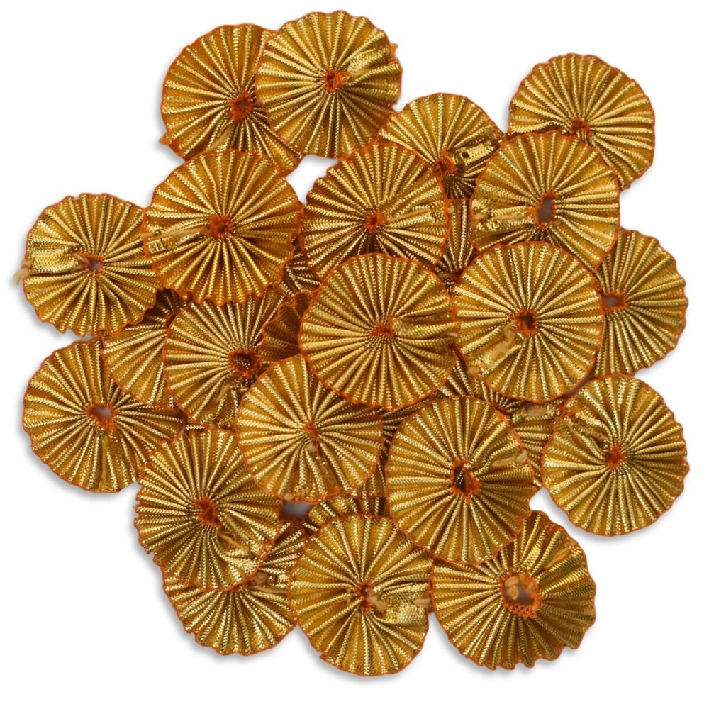 Embroiderymaterial 4CM Gota Patti Flowers Appliques Patches for Embroidery Decoration and Craft Making(Gold Color,100 Pieces)