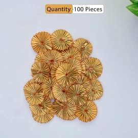 Embroiderymaterial 4CM Gota Patti Flowers Appliques Patches for Embroidery Decoration and Craft Making(Gold Color,100 Pieces)