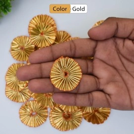 Embroiderymaterial 4CM Gota Patti Flowers Appliques Patches for Embroidery Decoration and Craft Making(Gold Color,100 Pieces)