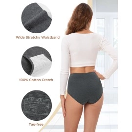 INNERSY Women\'s Underwear Cotton Soft Underwear High Waisted Breathable Briefs 5 Pack, Dusk Denim, L