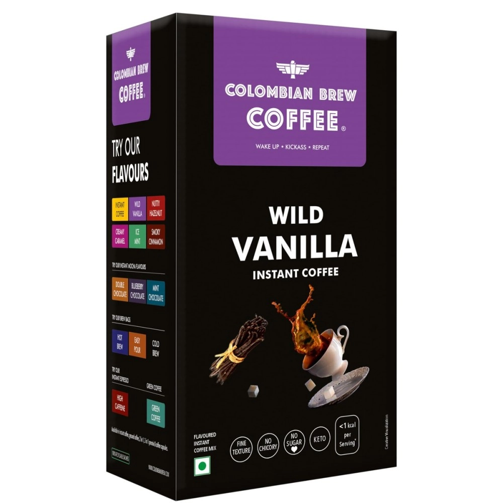 COLOMBIAN BREW COFFEE Vanilla Instant No Sugar Vegan, 50g