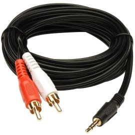 Upix Premium 3.5mm Stereo Audio Male to 2RCA Male (EP to 2RCA) 3 Yards - Connects Mobile and Home Theatre, Black